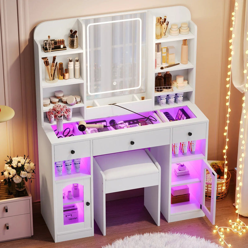 43.2" Vanity Desk with LED Mirror and Lights by HouseOfZazla