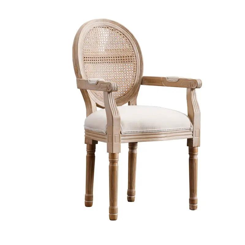 French Vintage Upholstered Fabric Dining Armchair (Set of 2) - Beige by HouseOfZazla