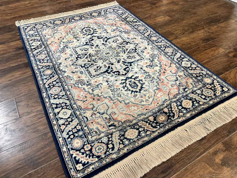 Karastan Blue Heriz Rug #748, Vintage Wool Karastan Carpet 4.3 x 6, Discontinued Original 700 Series Karastan Area Rug by Jewel Rugs