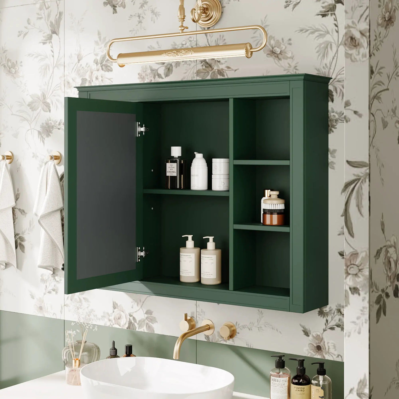 Wall Mounted Medicine Cabinet With Mirror, Storage Cabinet Featuring 6 Open Shelves And Adjustable Interior by HouseOfZazla