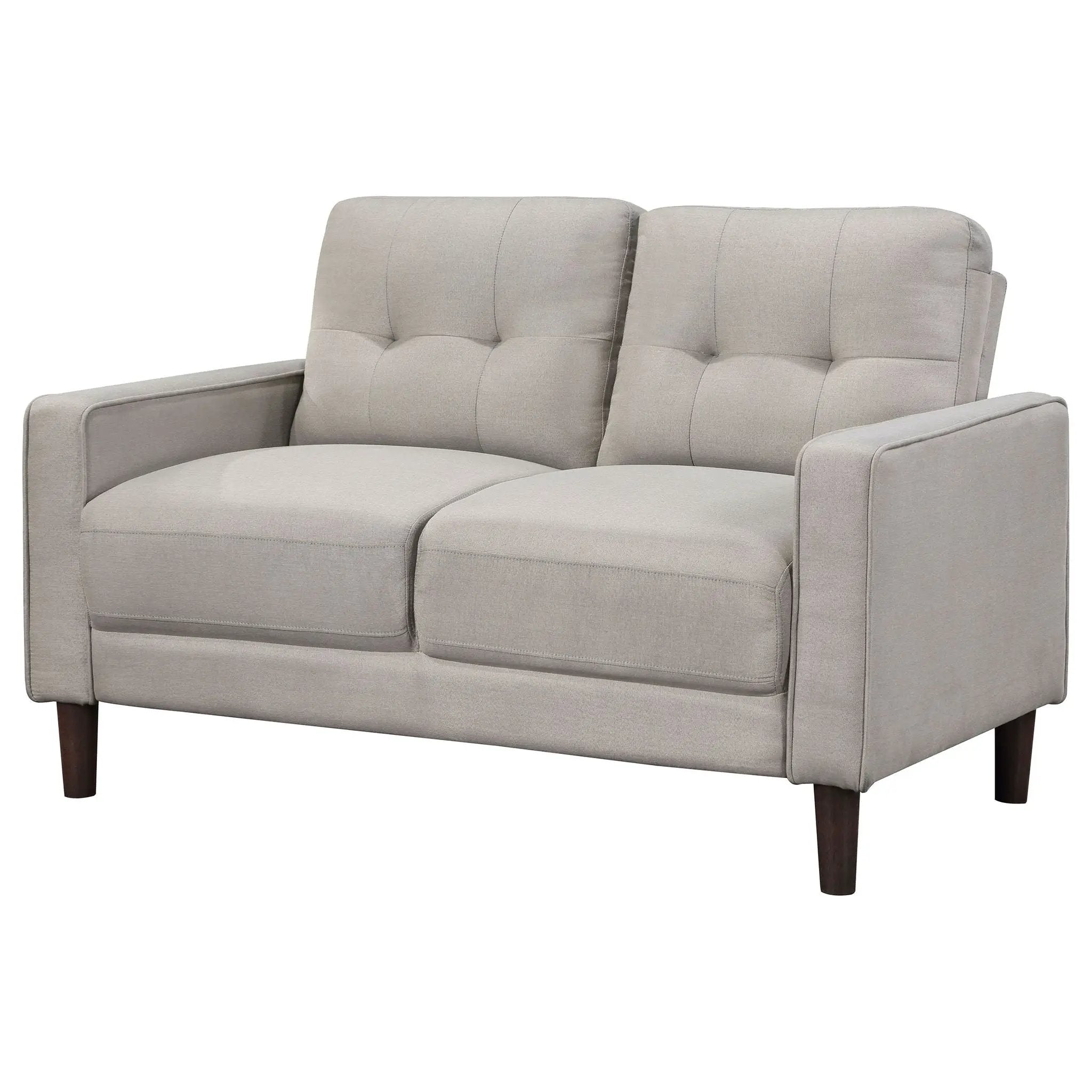 Bowen Upholstered Track Arm Tufted Loveseat Beige by Unique Piece Furniture