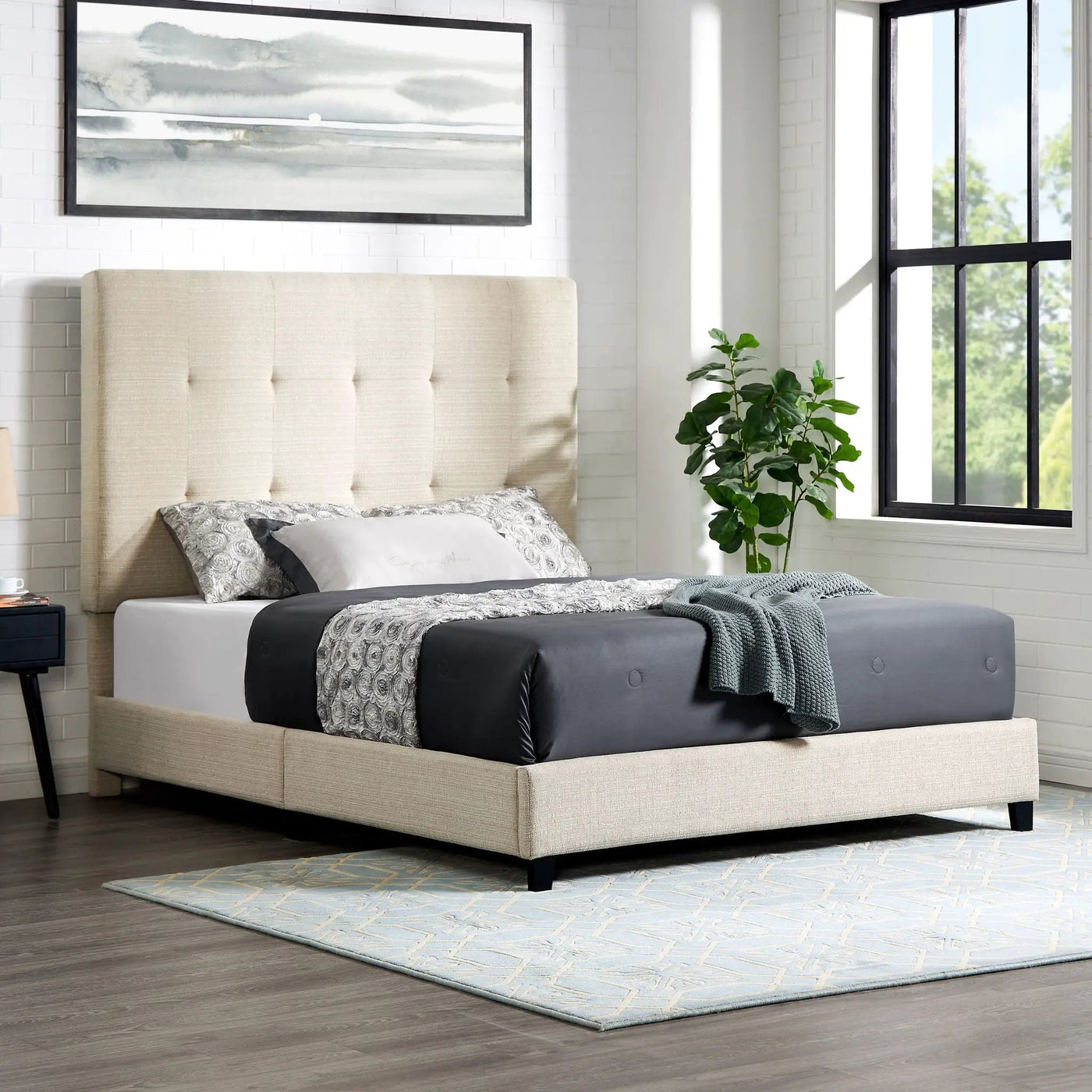 Tufted Upholstered Headboard Platform Bed by Unique Piece Furniture