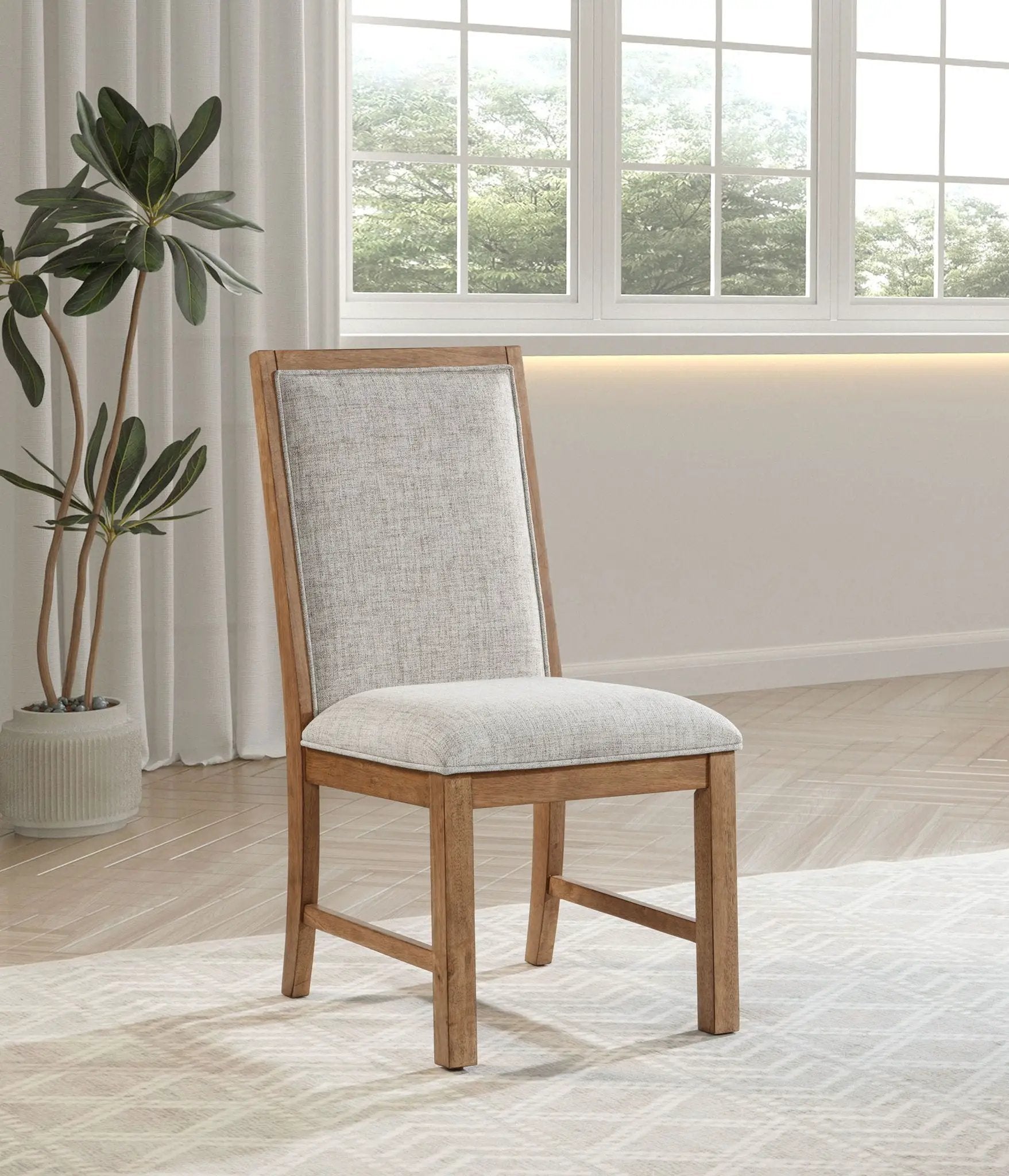 Bruner Upholstered Side Chair Natural Brown (Set of 2) by Unique Piece Furniture
