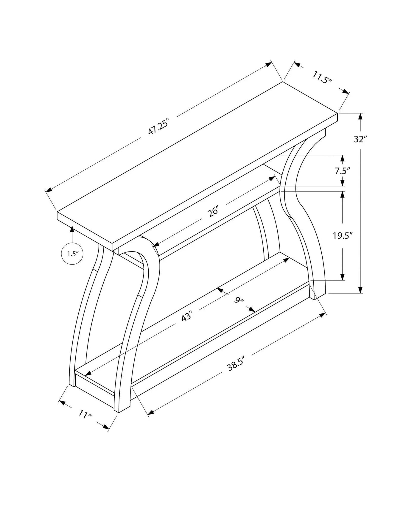 Accent Console Table For Entryway, Unique Curved Design by HouseOfZazla