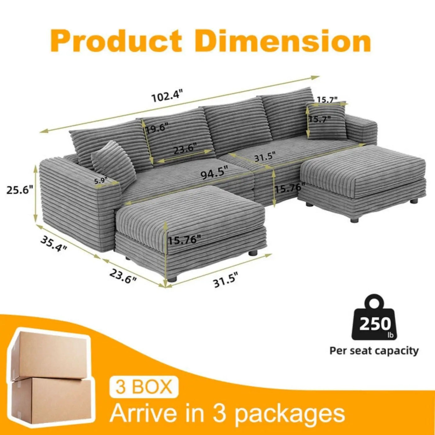 Modern Comfy Upholstered Sofa Cloud Couch & Deep Seat Couches by HouseOfZazla