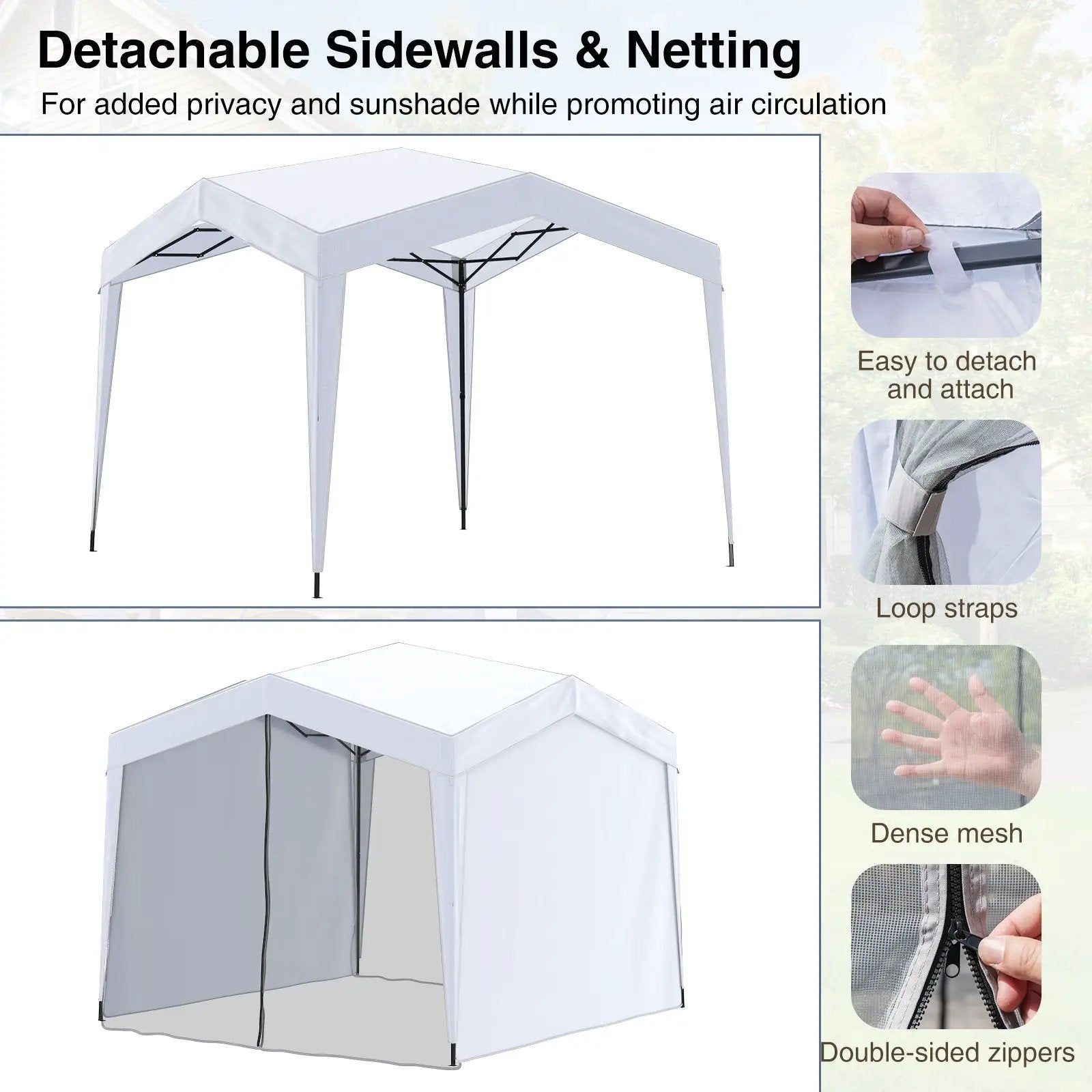 Pop up Canopy Tent wiht 4 Sidewalls Mesh Netting Wheeled Bag-White by DirectDeals