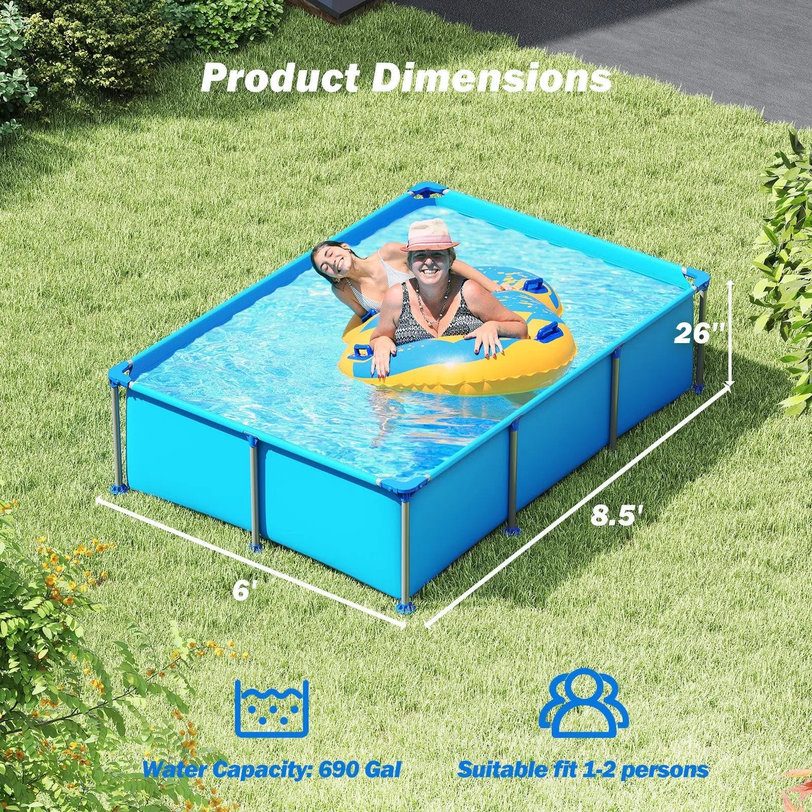 690/978/1158/1617 Gal Outdoor Family Swimming Pool with Metal Frame by DirectDeals