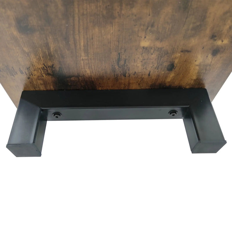 Rustic Brown TV Console With Push-To-Open Storage Cabinet For TV, Wood & Glass TV Stand For Living Room Bedroom - Rustic Brown by HouseOfZazla