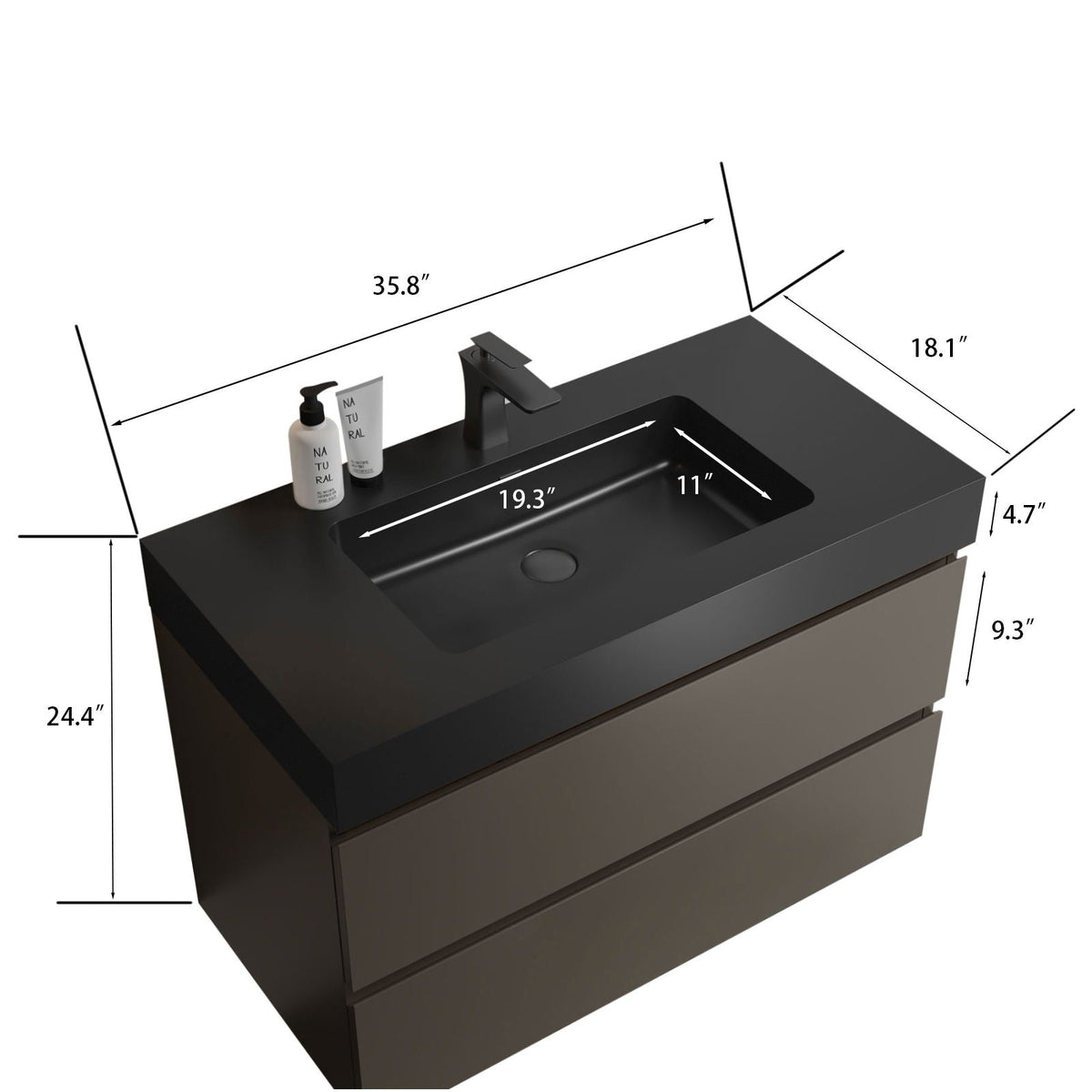 Alice - Bathroom Vanity With Sink, Wall Mounted, Floating, photo 14 of 40