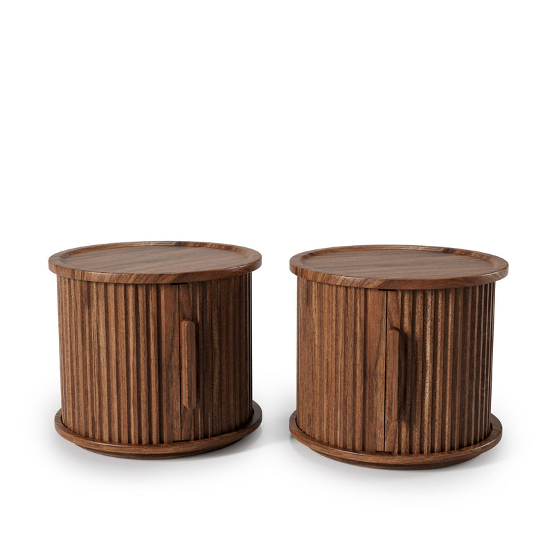 4-Piece Round Coffee Table Set with Sliding Door Storage by HouseOfZazla