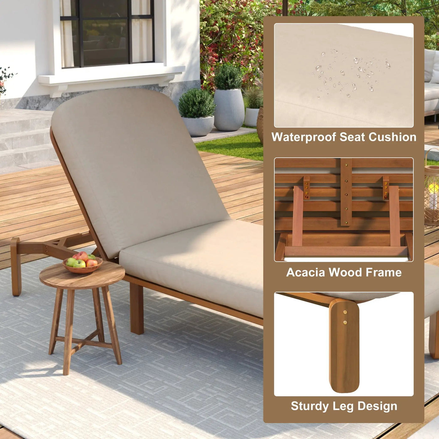 Outdoor Chaise Lounge With Adjustable Backrest by HouseOfZazla