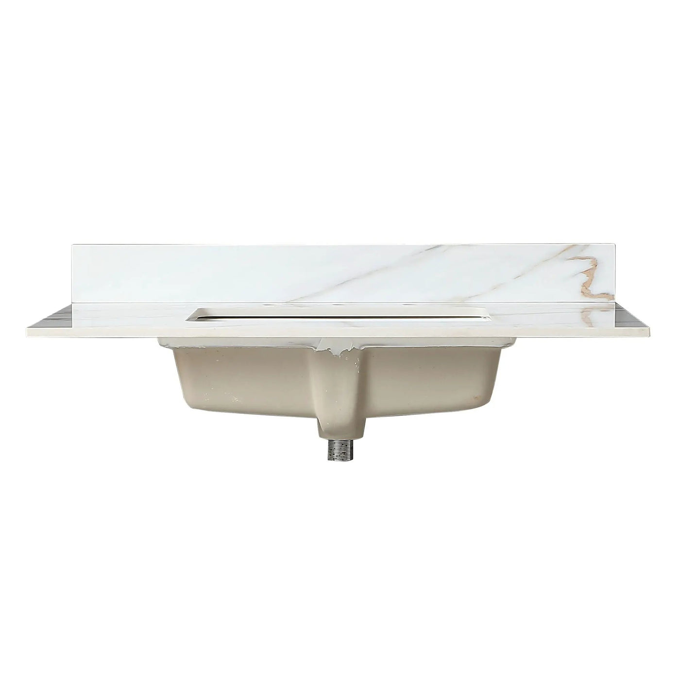 Vanity Top With Undermount Sink And Backsplash, Sintered Stone by HouseOfZazla