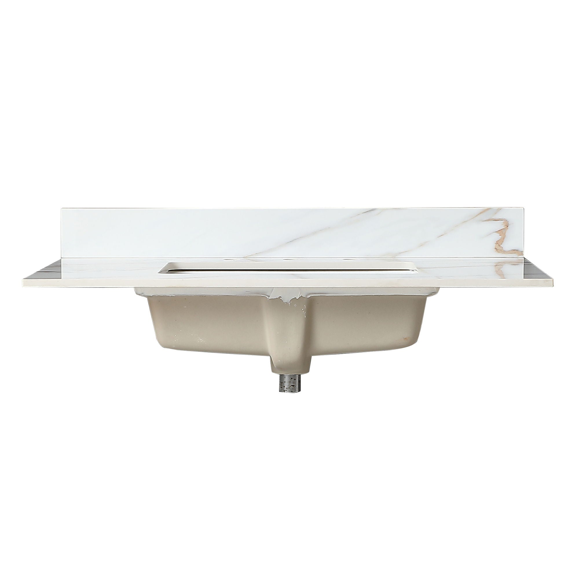 Vanity Top With Undermount Sink And Backsplash, Sintered Stone by HouseOfZazla