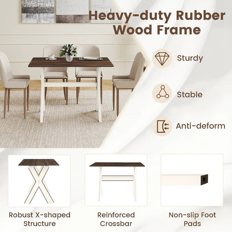 Modern Dining Table Wooden Kitchen Table with X-shaped Frame-White by DirectDeals