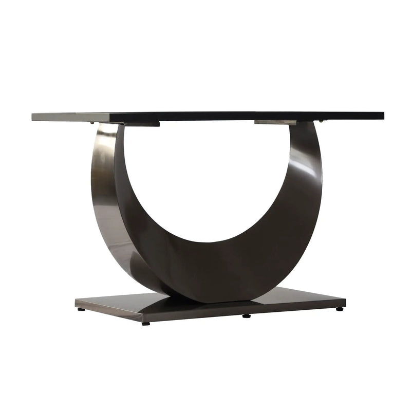 70.87" Modern Artificial Stone Crescent-Shaped Metal Legs, Can Accommodate 6-8 People - White / Black by HouseOfZazla