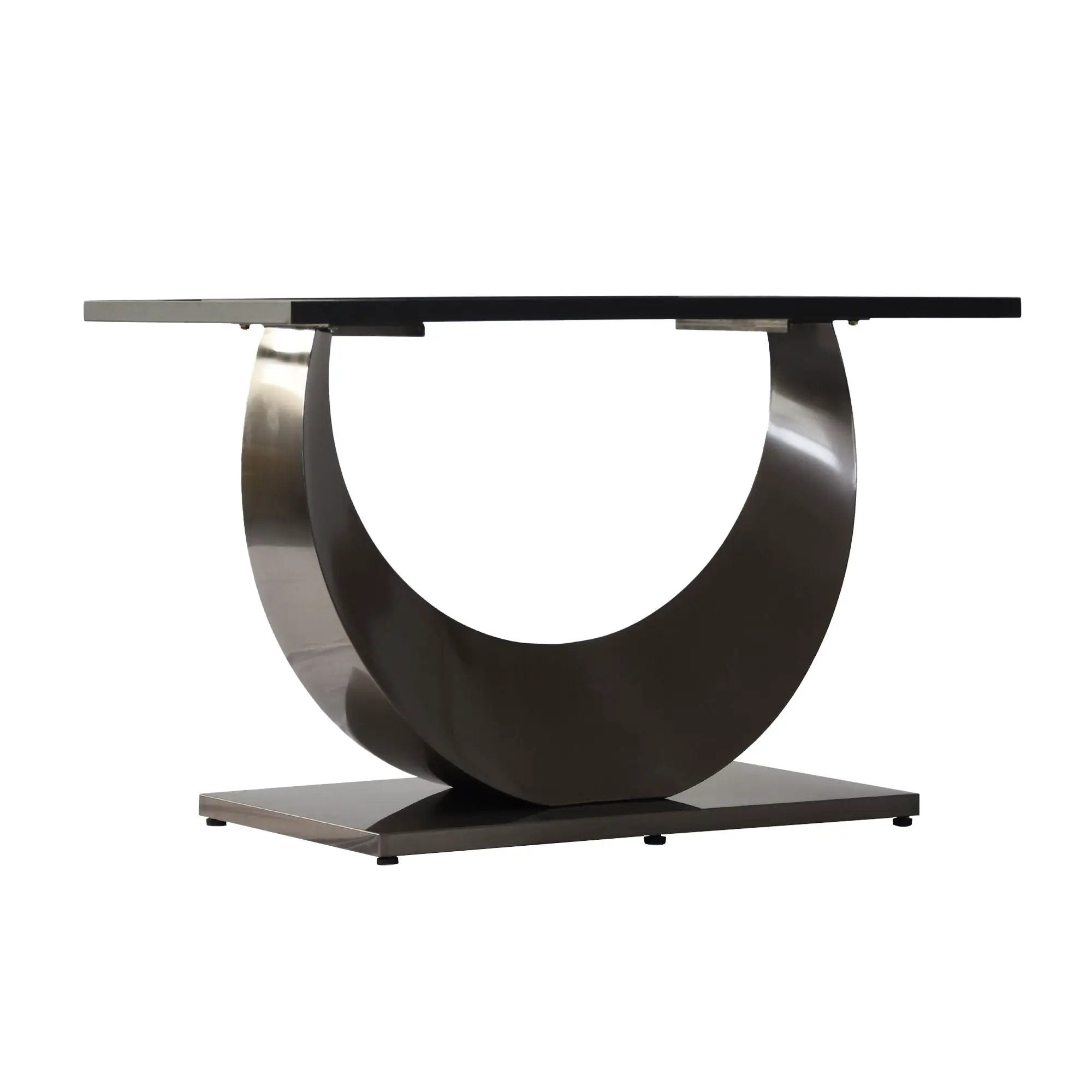 63" Modern Artificial Stone Crescent-Shaped Metal Legs, Can Accommodate 6-8 People - White / Black by HouseOfZazla