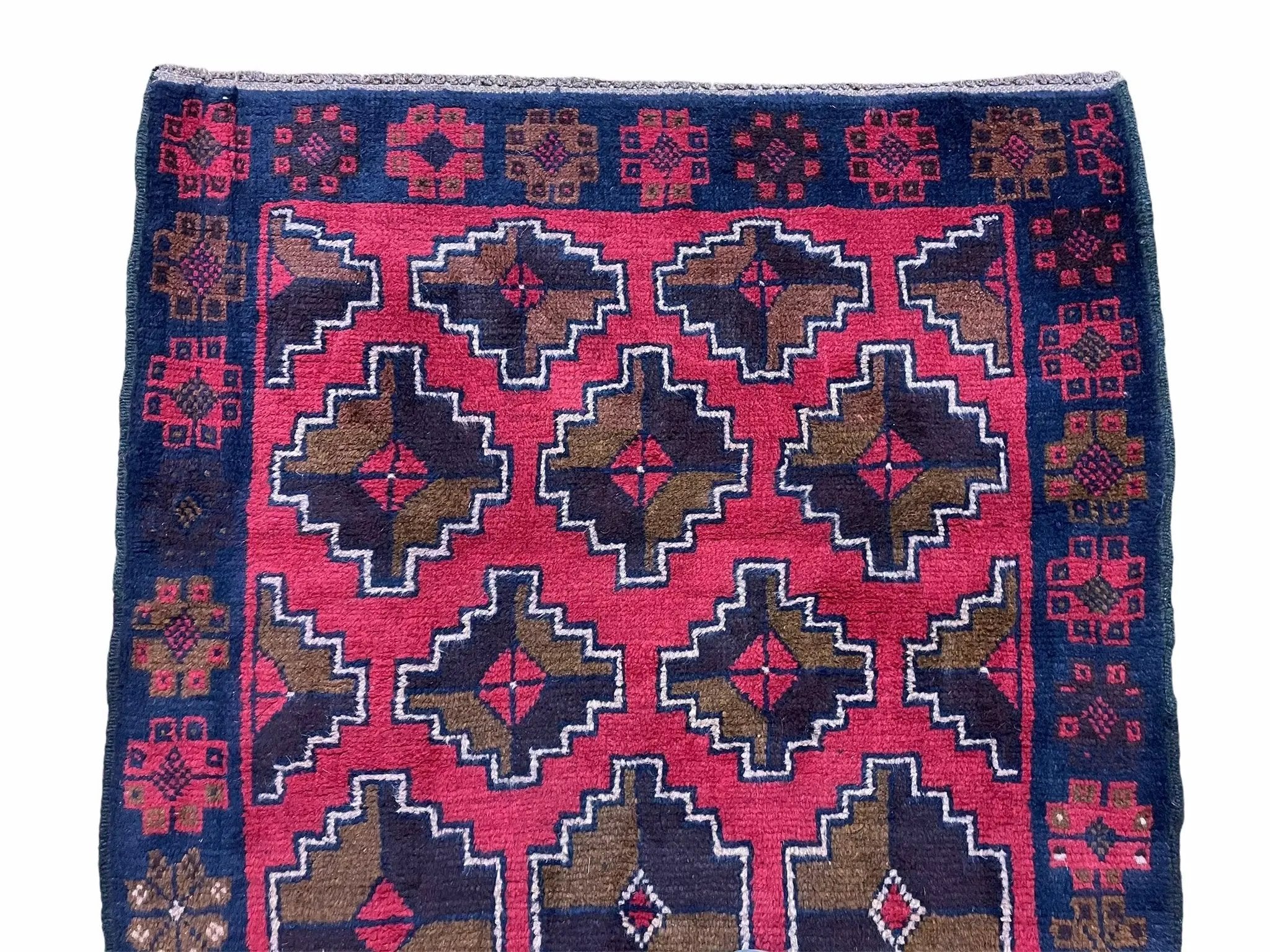 3' X 4' 7" Vintage Handmade Tribal Wool Rug Balouchi Rug Afghan Rug Red Brown by Jewel Rugs