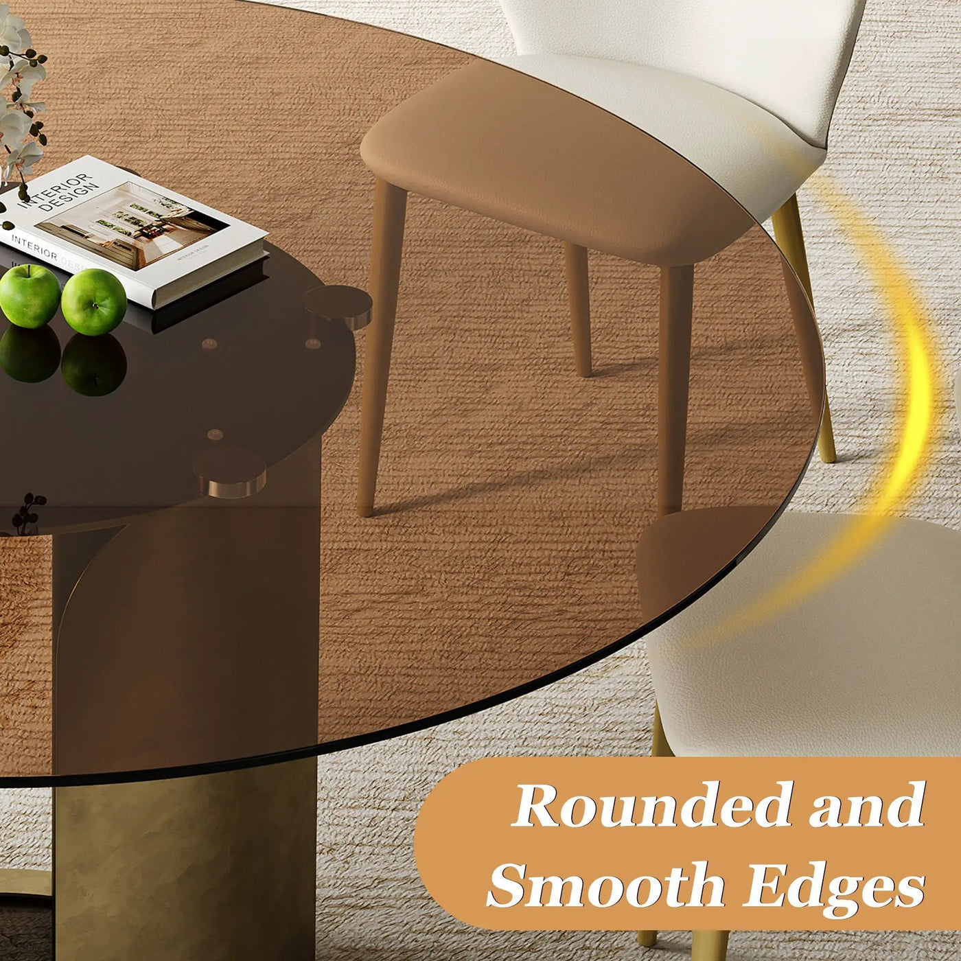 Modern Round Dining Table Set With Glass Top And Steel Legs by HouseOfZazla