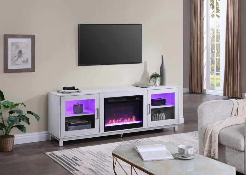 Summit - TV Stand Console With Fireplace - White Walnut Finish, photo 6 of 7