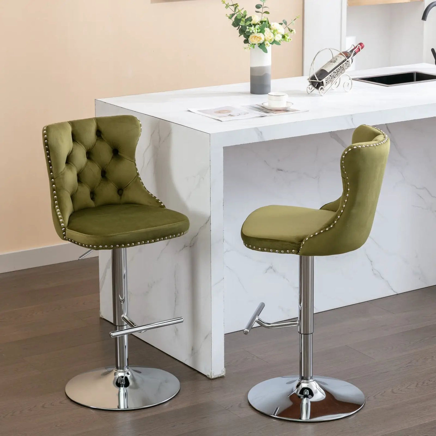 Swivel Adjustable Height Barstools Set of 2 by HouseOfZazla
