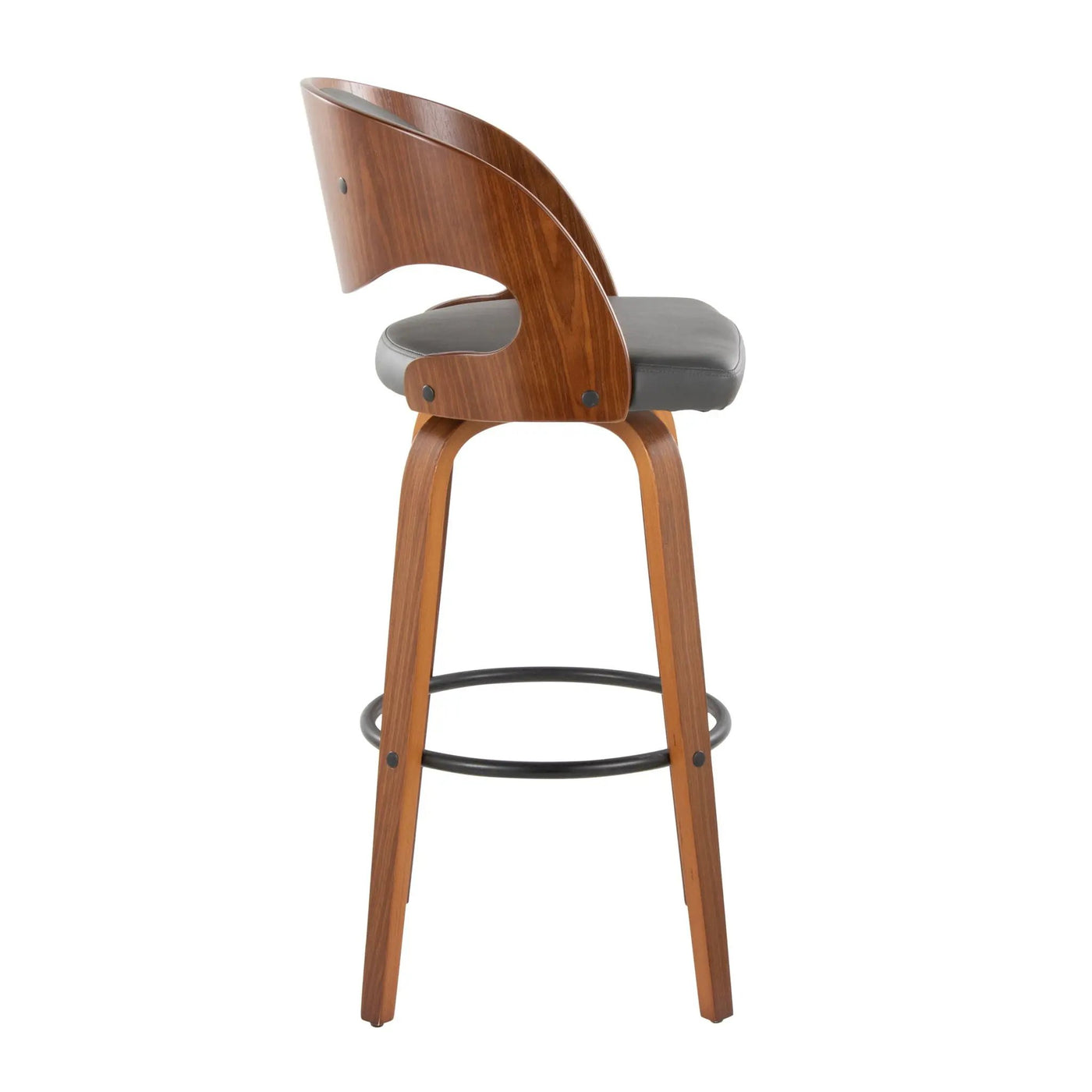 Pino - Mid Century Modern Fixed Height Barstool With Swivel & Round Footrest (Set of 2) by HouseOfZazla