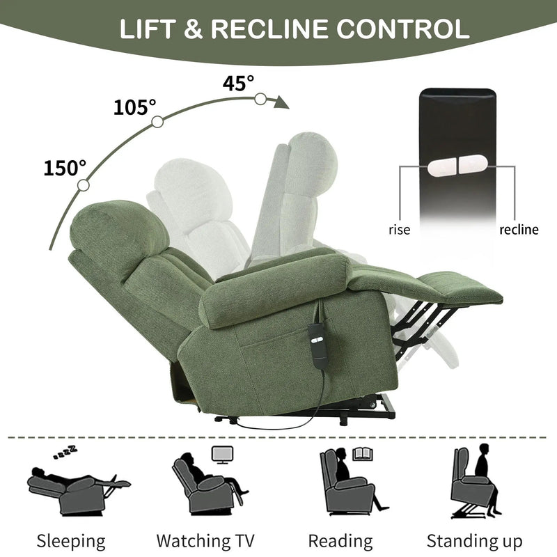Oversized Power Lift Recliner Chai With Remote Control, Side Pocket, Spacious Seat by Unique Piece Furniture