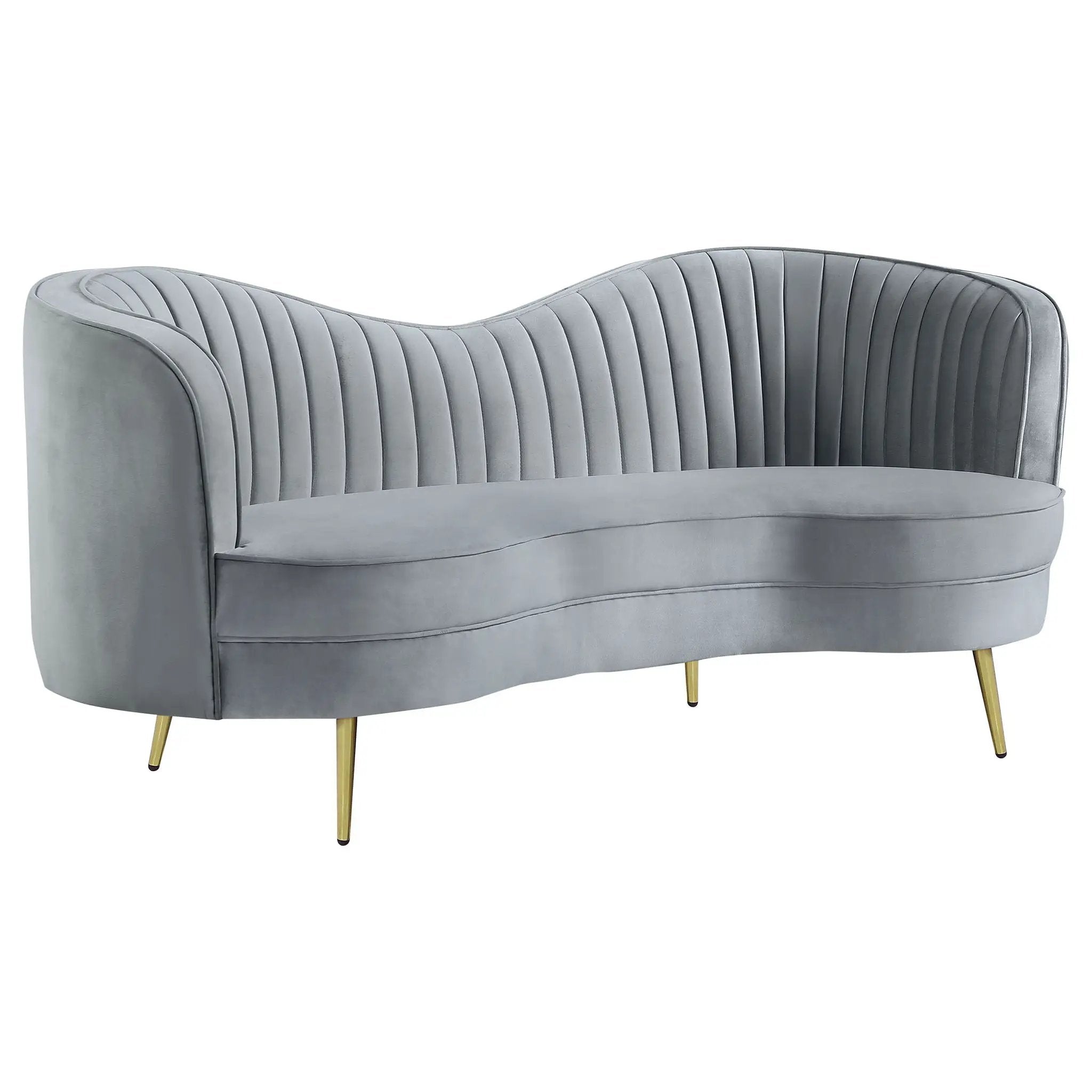 Sophia - 3 Piece Upholstered Channel Tufted Sofa Set - Gray by HouseOfZazla