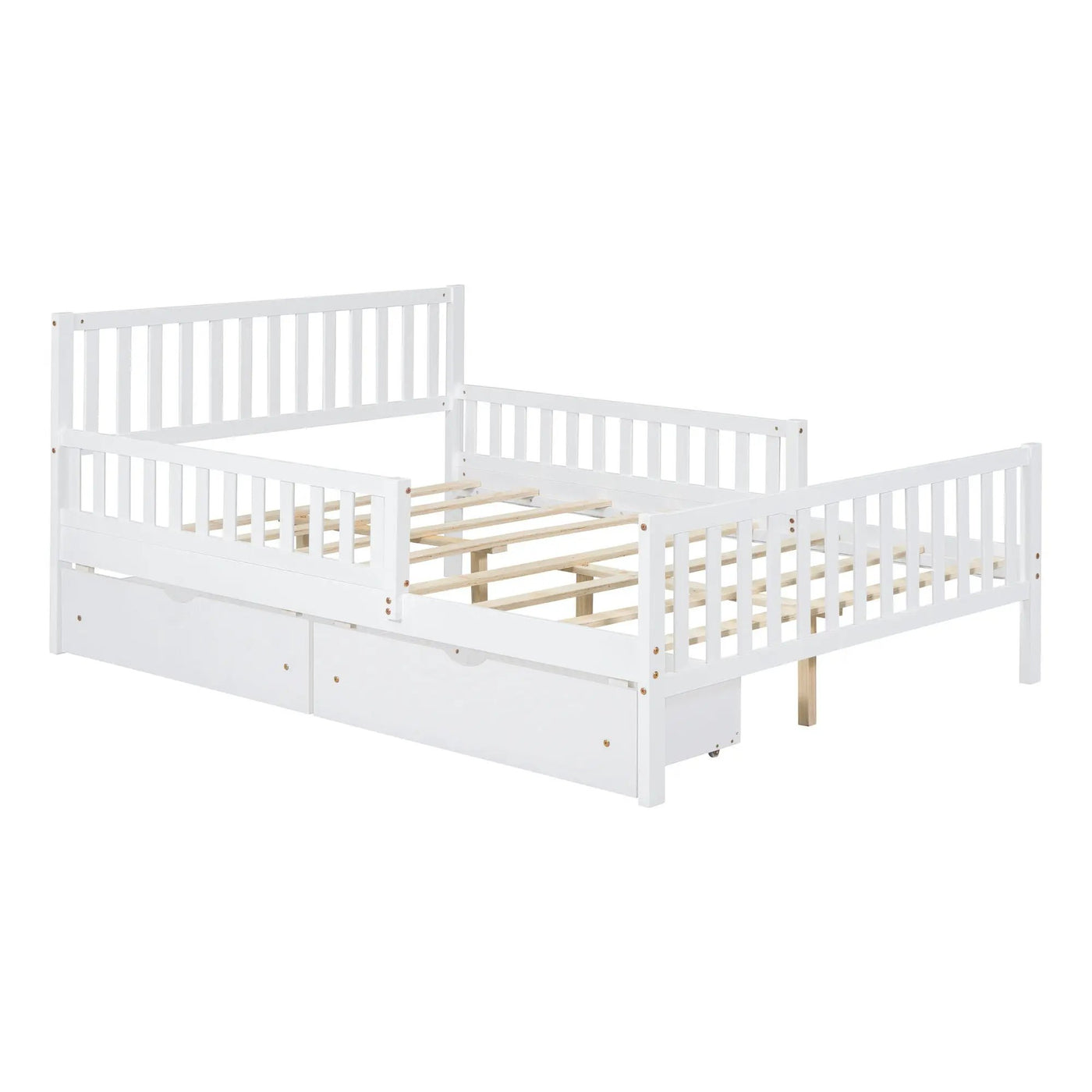 Platform Bed With Guardrails On Both Sides And 2 Storage Drawers by HouseOfZazla