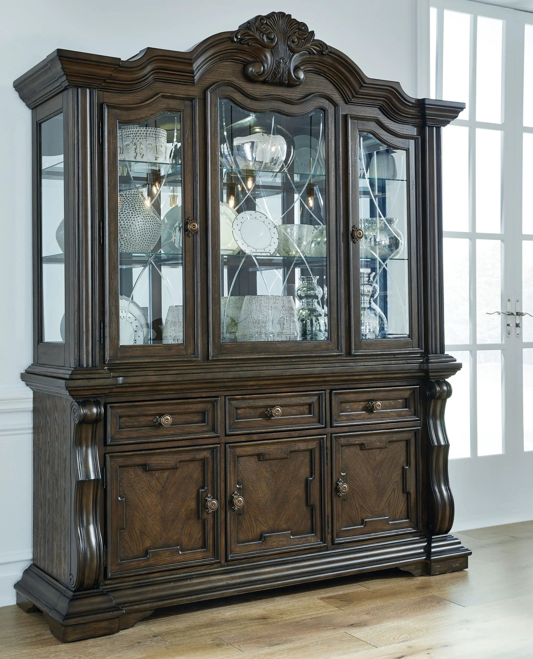 Maylee - Dining Buffet And Hutch - Dark Brown by Unique Piece Furniture