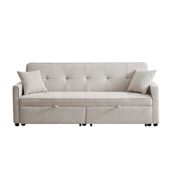 3 In 1 Convertible Sleeper Sofa Bed, Reclining Backrest, Pillows, Pockets