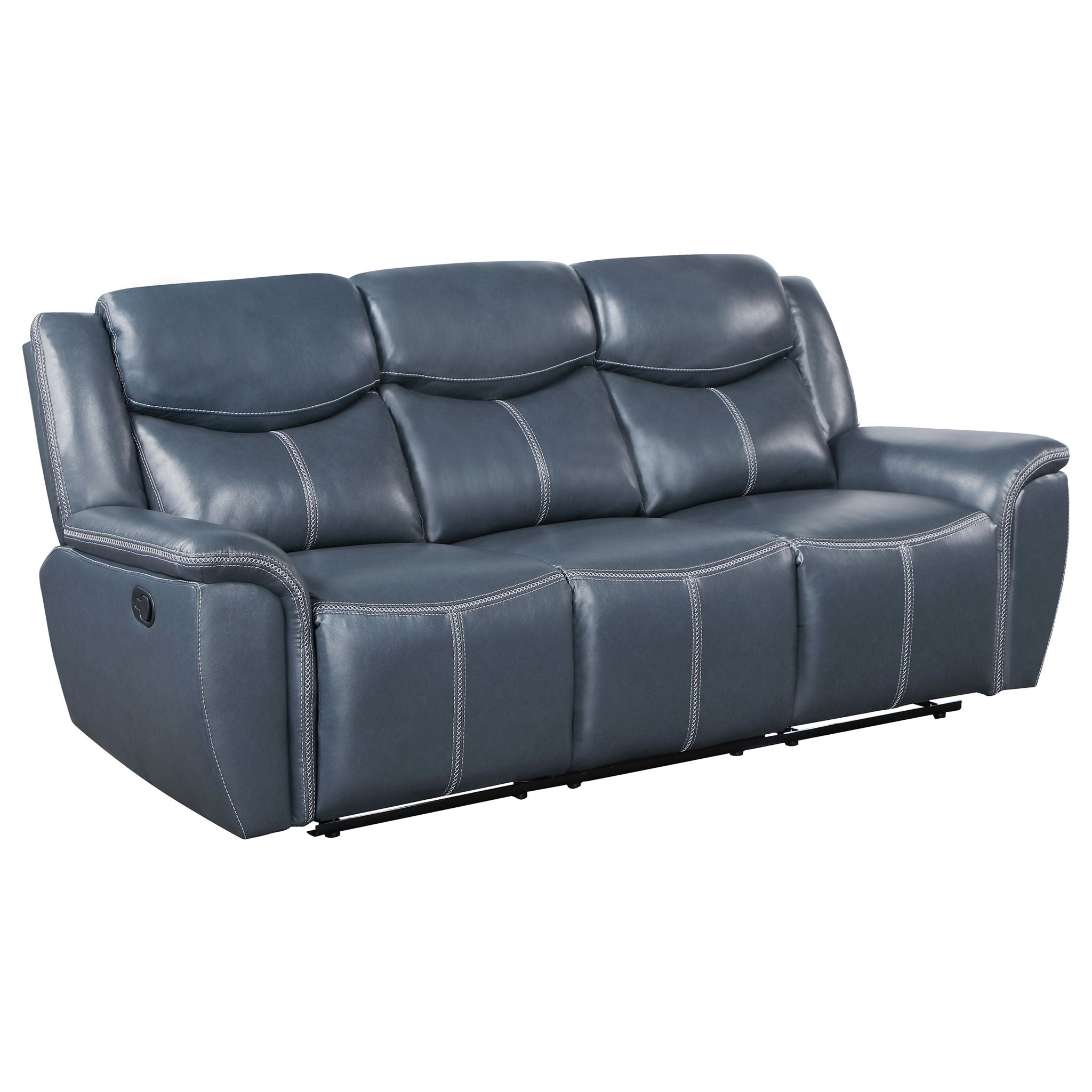 Stanwicke - 2 Piece Motion Reclining Sofa Set With Contrast Stitching - Blue by HouseOfZazla