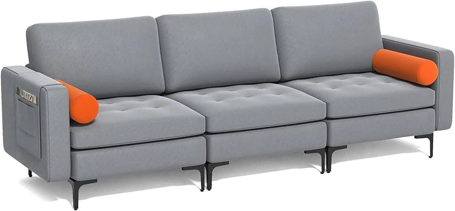 3-Seat Modular Sofa with Storage Pocket and Metal Legs by DirectDeals