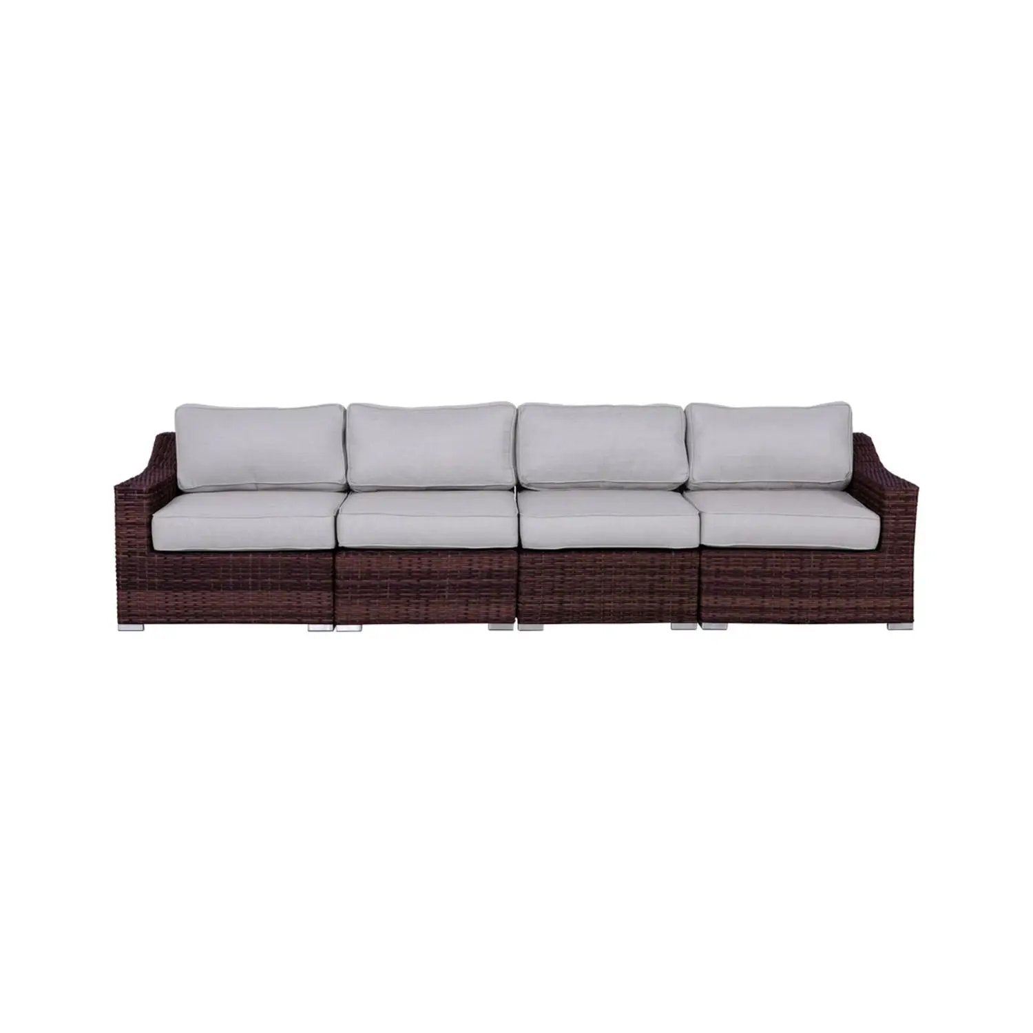 Contemporary Outdoor Rattan Wicker Sectional Seating Group With Cushions by Unique Piece Furniture