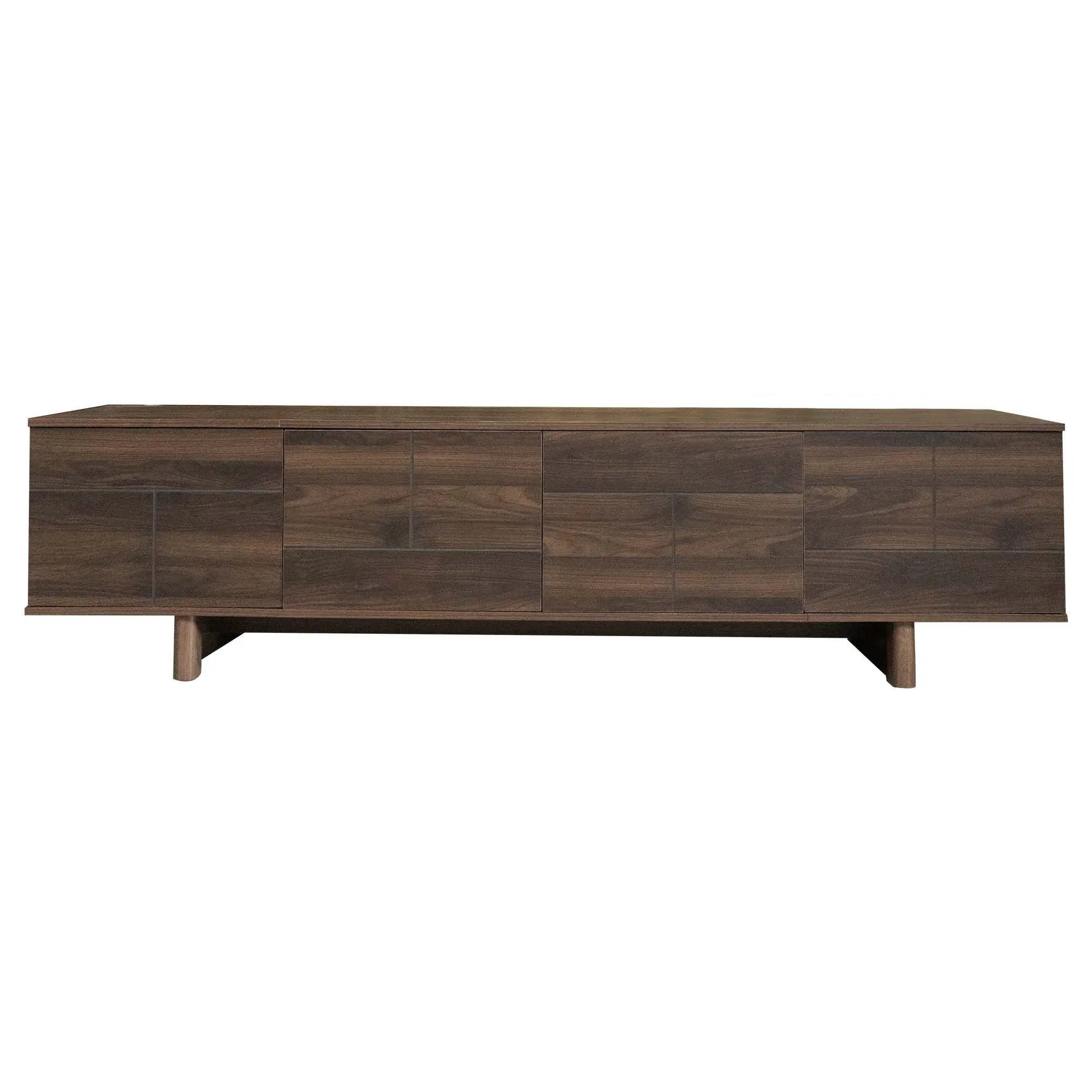 TV Stand For TVs Up To 85", Entertainment Center, Cable Management, Push Openers, Soft Closing Hinges & Adjustable Shelves - Dark Brown by HouseOfZazla
