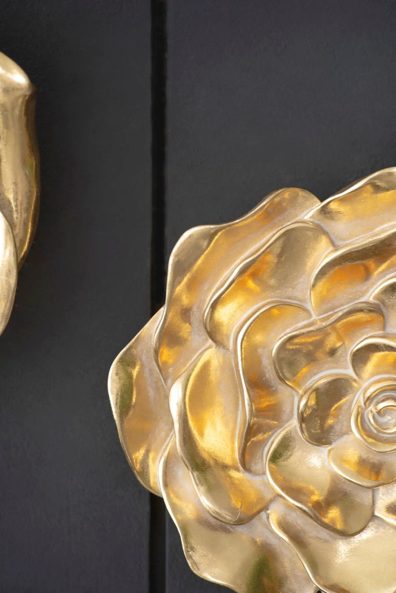 Rose Hanging Resin Wall Accents (Set of 2) - Gold by HouseOfZazla