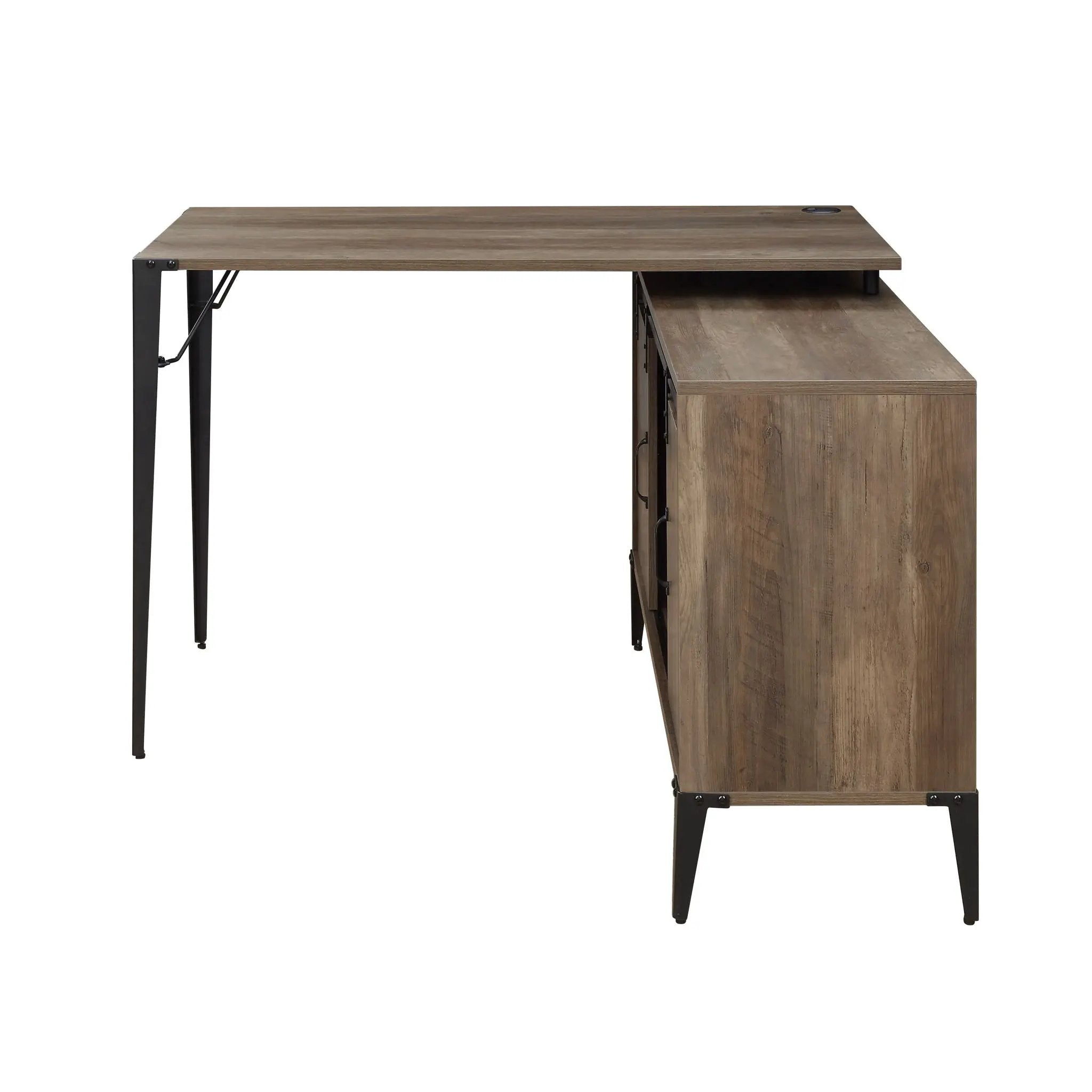 Zakwani - 48" Writing Desk With USB - Rustic Oak & Black by Unique Piece Furniture