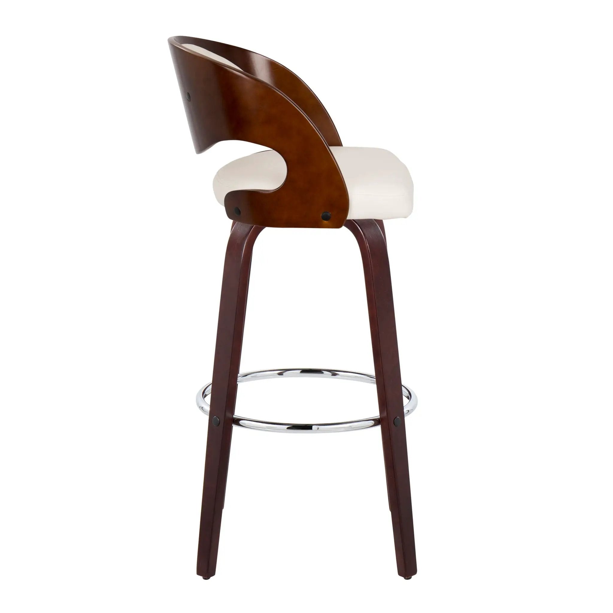 Pino - Mid Century Modern Fixed Height Barstool With Swivel & Round Footrest (Set of 2) by Unique Piece Furniture
