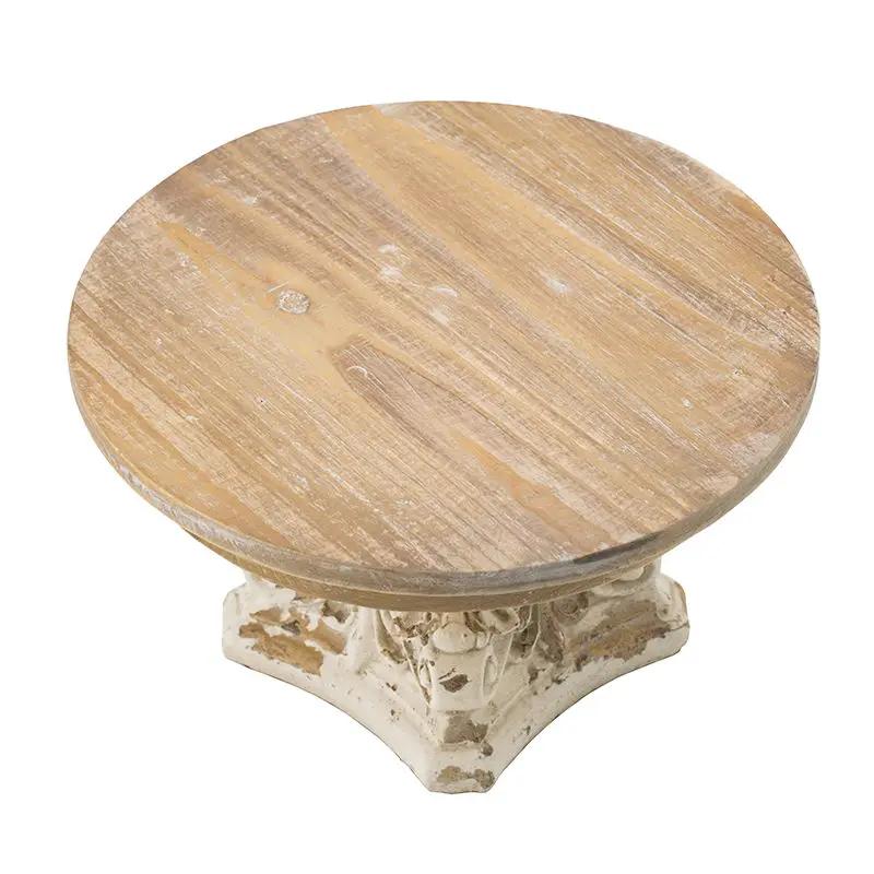 Cake Stand, Cake Plate With Magnesium Base - Cream / Brown by Unique Piece Furniture