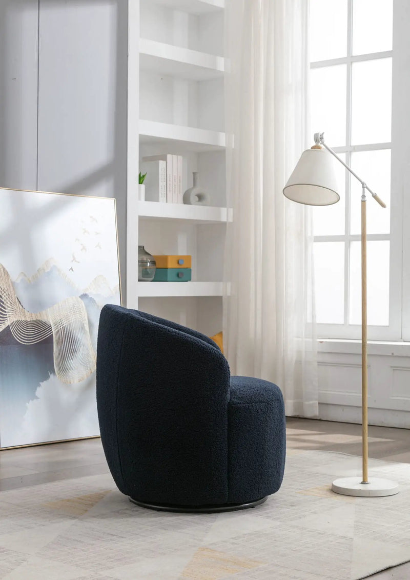 Teddy Fabric Swivel Accent Armchair Barrel Chair With Powder Coating Metal Ring by Unique Piece Furniture