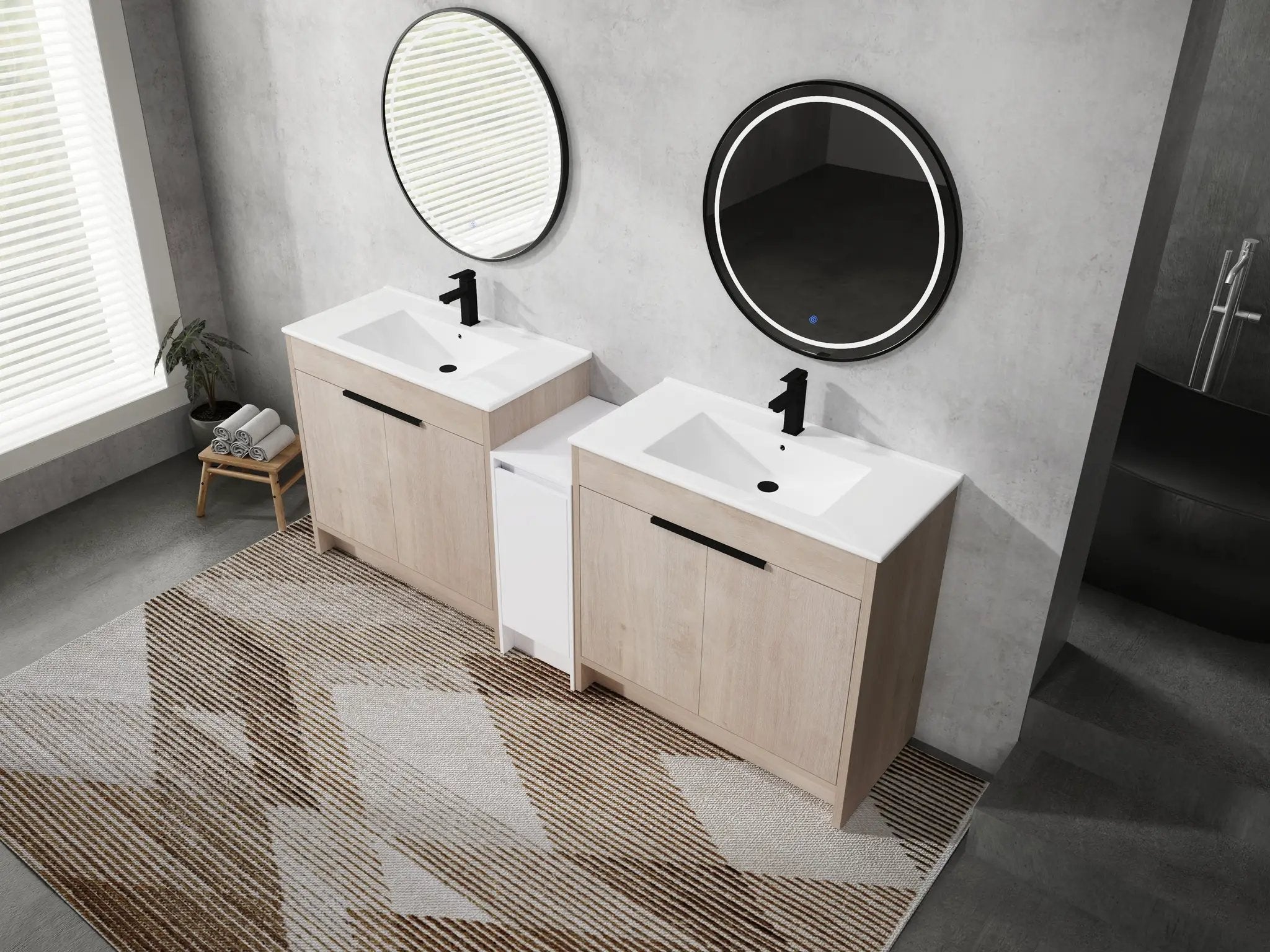 84 Inch Freestanding Bathroom Vanity with Ceramic Sink and Storage Cabinets by HouseOfZazla