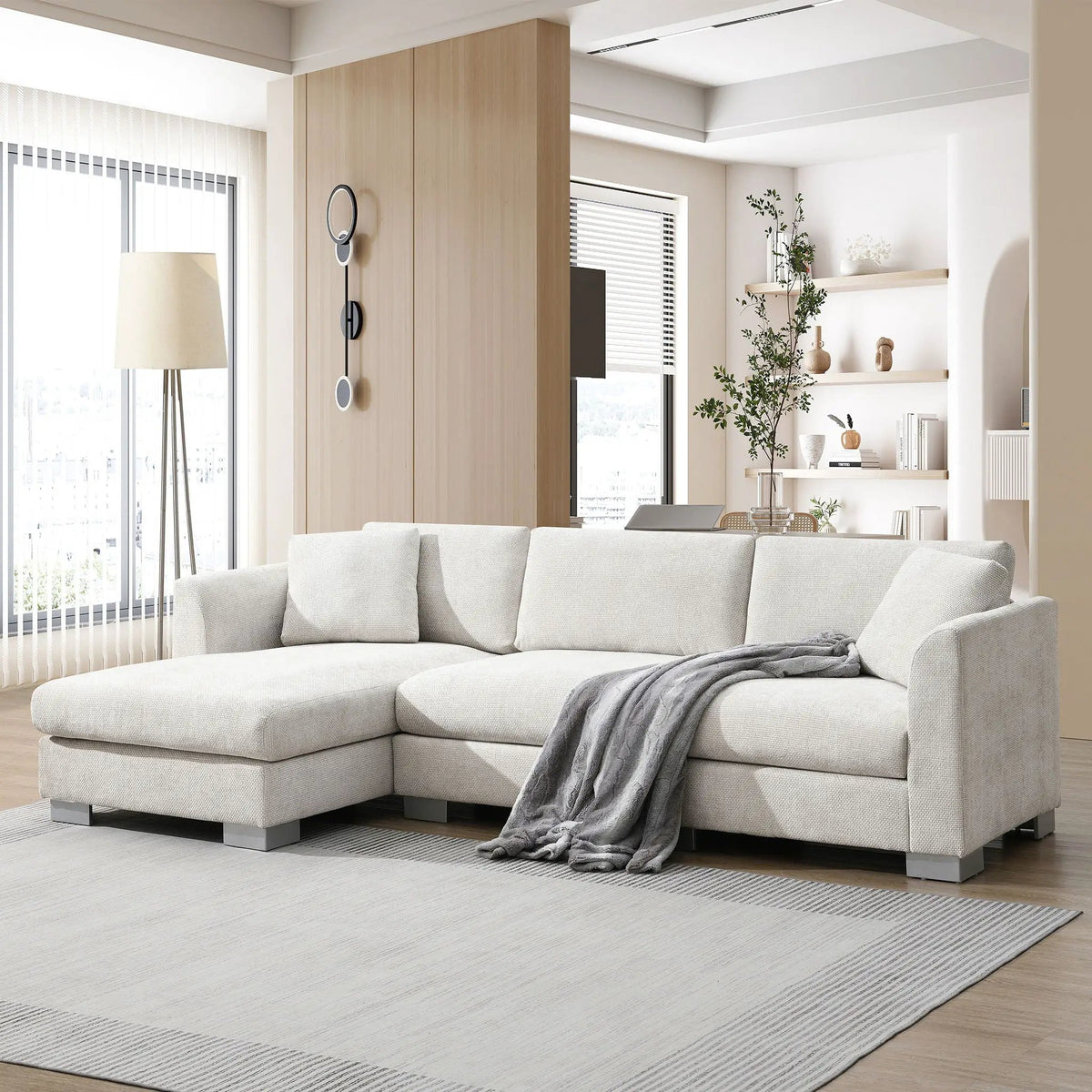 Modern Cloud Sectional Sofa L Shaped Luxury Couch Set With 2 Free Pillows 4 Seat With Oversized Chaise, photo 2 of 7