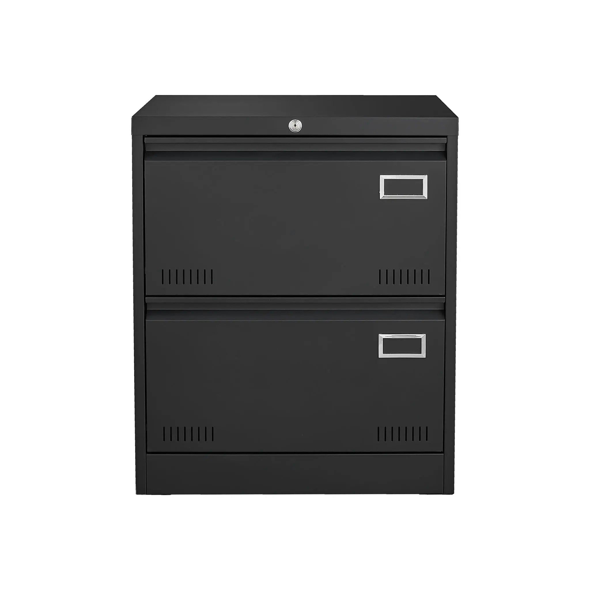 2 Drawer Metal Lateral File Cabinet With Lock, Office Vertical Files Cabinet For Home Office, Locking Metal File Cabinet - Black by Unique Piece Furniture