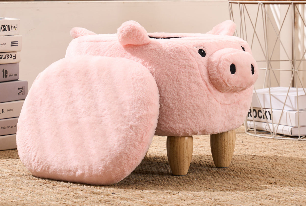 Pig Storage Ottoman with Hidden Storage - Faux Fur, photo 8 of 8
