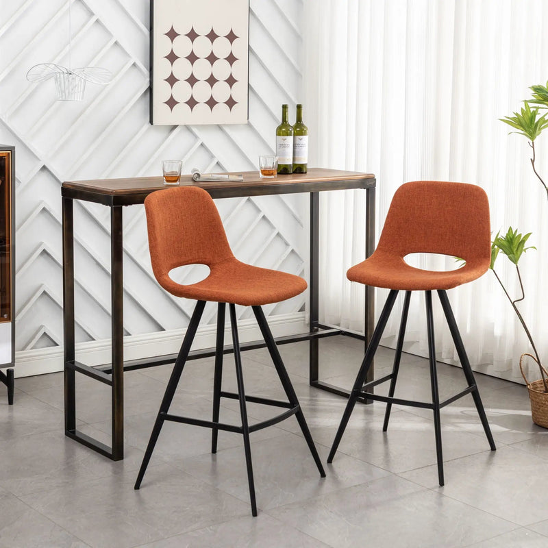 Porth - 28.25" Fabric Kitchen Counter Height Stools (Set of 2) - Orange by Unique Piece Furniture