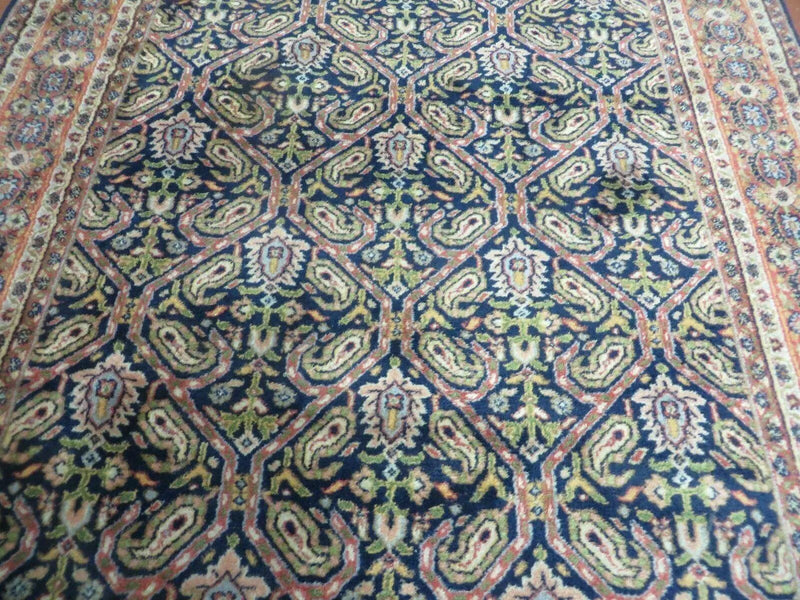 4' X 6' Vintage Fine Handmade India Floral Oriental Wool Rug Carpet Blue Red by Jewel Rugs