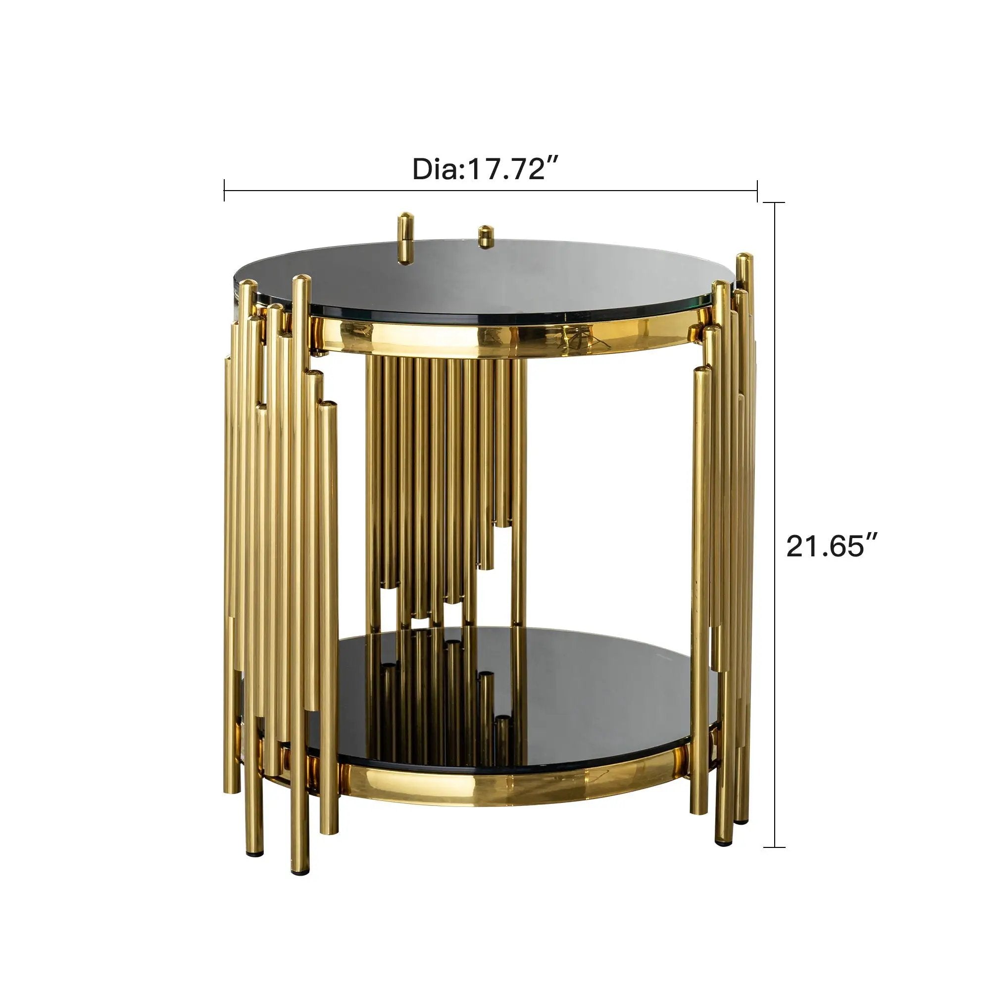 Elegant Round Table With Double Layer Tempered Glass Top And Stainless Steel Frame For Living Room by Unique Piece Furniture