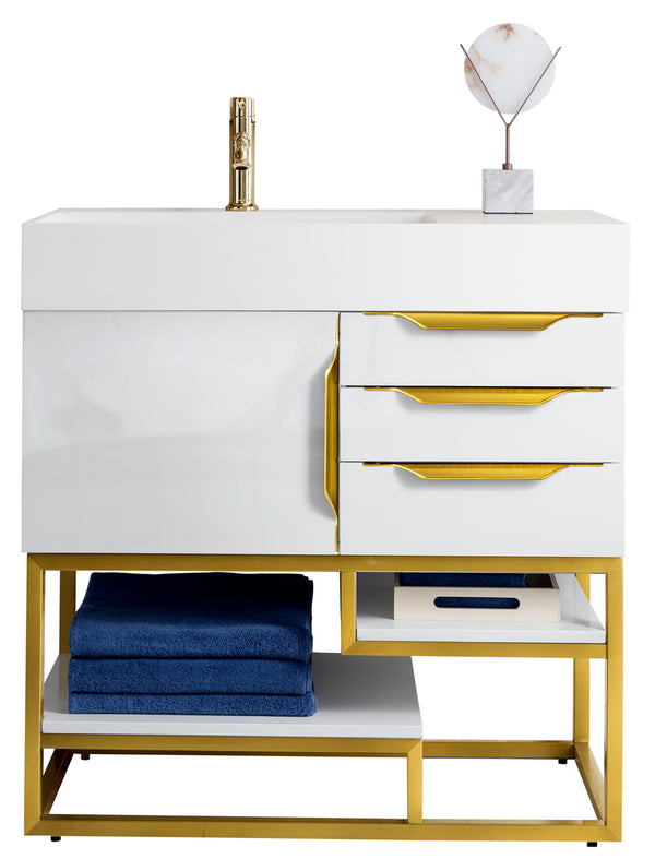 James Martin Columbia 36" Single Vanity Cabinet, Glossy White