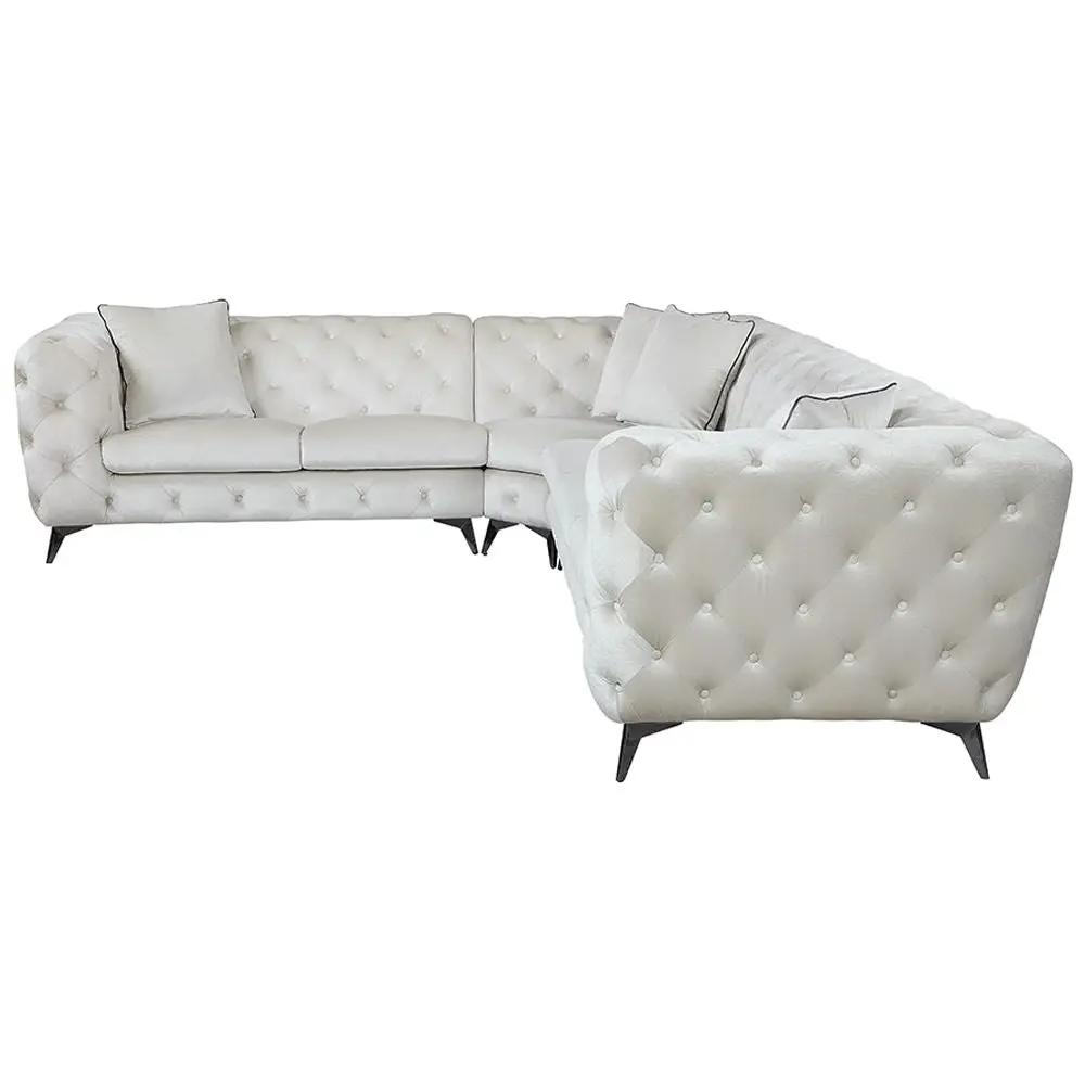 Atronia - Sectional Sofa With 4 Pillows - Beige Fabric by Unique Piece Furniture