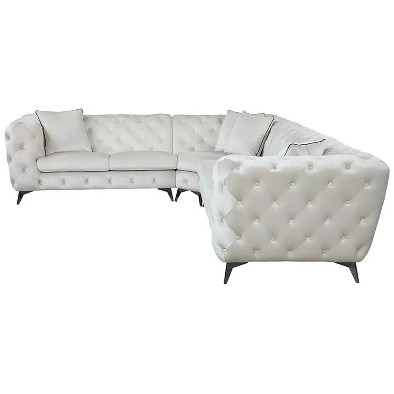 Atronia - Sectional Sofa With 4 Pillows - Beige Fabric by Unique Piece Furniture