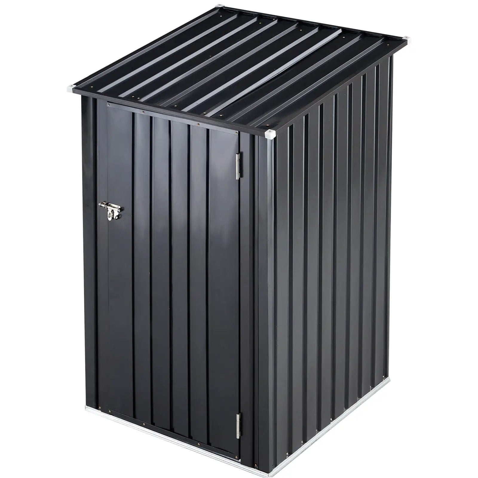 Outdoor Storage Shed, Metal Steel Garden Shed With Single Lockable Door, Small Shed Outdoor Steel Utility Tool Shed For Backyard Patio Garden Lawn - Black by HouseOfZazla
